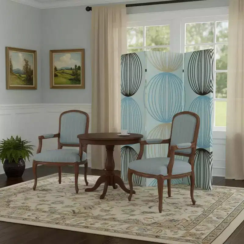 Séparateur de pièce pliant à trois panneaux en toile bleue, 72 po