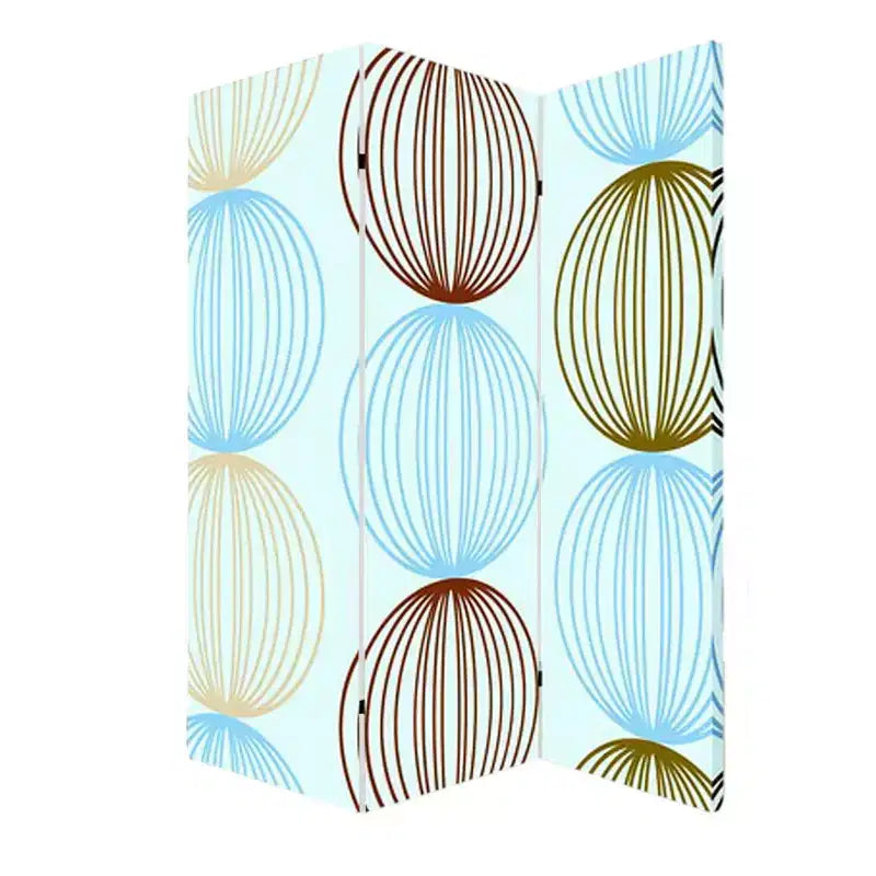 Séparateur de pièce pliant à trois panneaux en toile bleue, 72 po