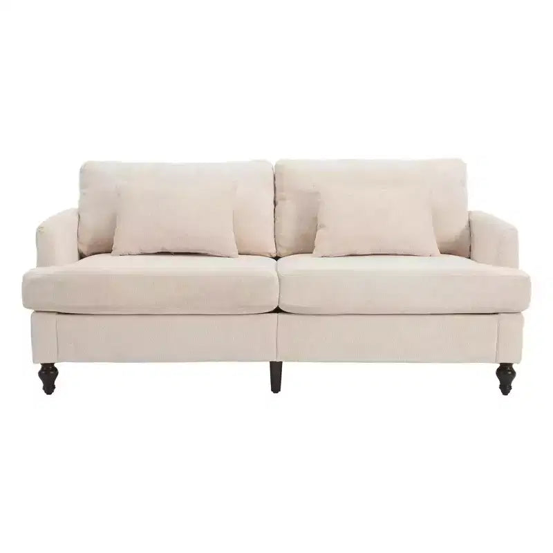 Canapé 2 places en tissu chenille style moderne milieu de siècle, canapé rembourré pour salon et chambre, pieds en bois marron