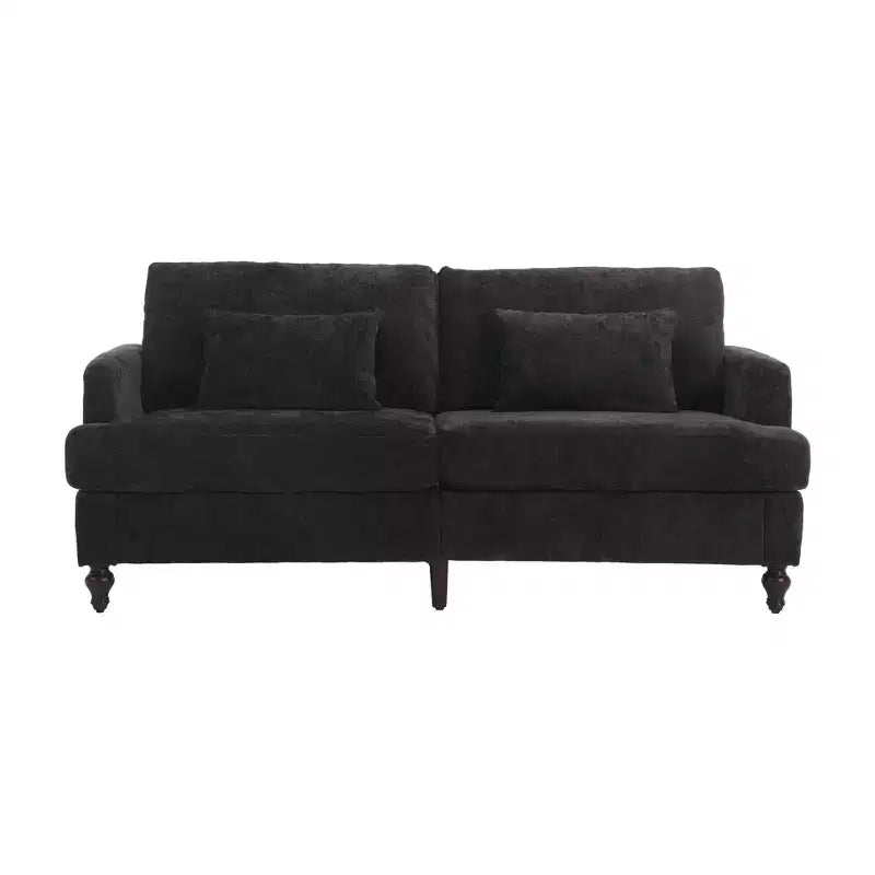 Canapé 2 places en tissu chenille style moderne milieu de siècle, canapé rembourré pour salon et chambre, pieds en bois marron