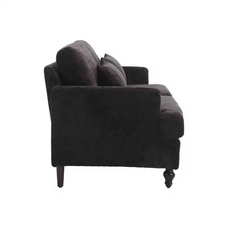 Canapé 2 places en tissu chenille style moderne milieu de siècle, canapé rembourré pour salon et chambre, pieds en bois marron