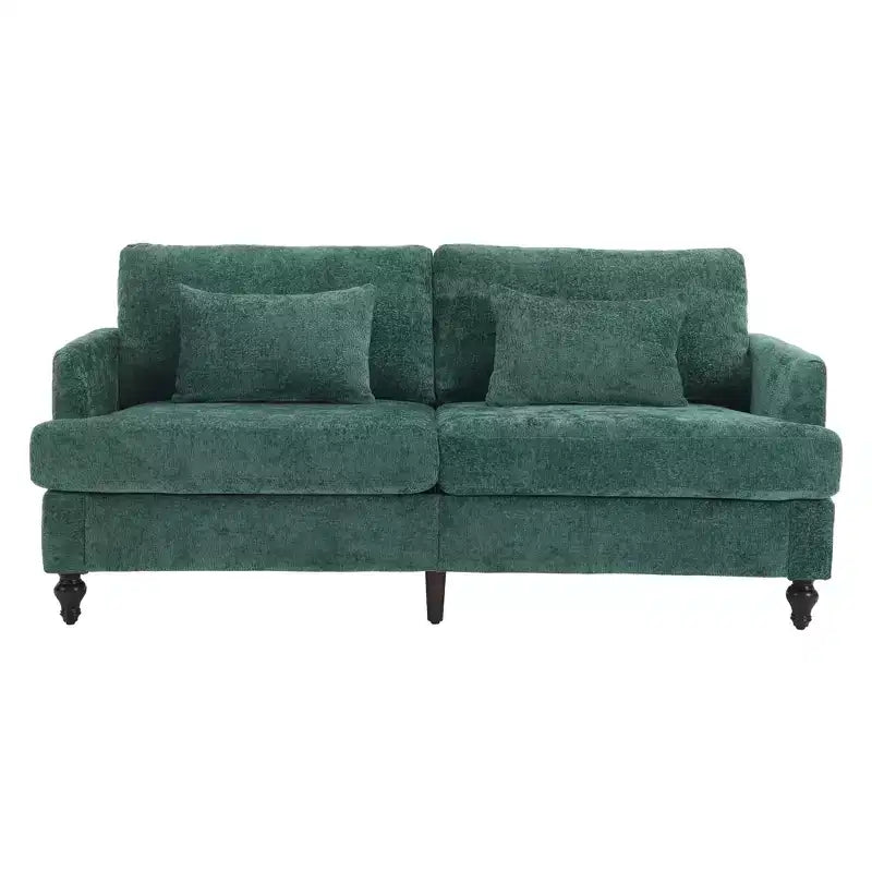 Canapé 2 places en tissu chenille style moderne milieu de siècle, canapé rembourré pour salon et chambre, pieds en bois marron