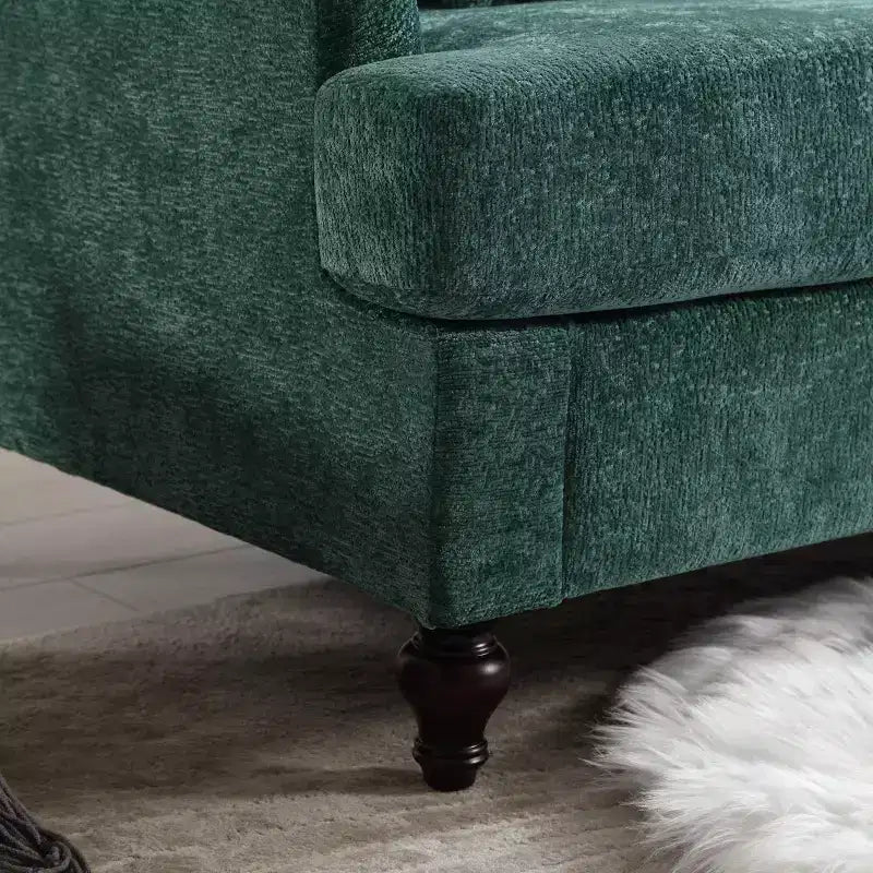 Canapé 2 places en tissu chenille style moderne milieu de siècle, canapé rembourré pour salon et chambre, pieds en bois marron