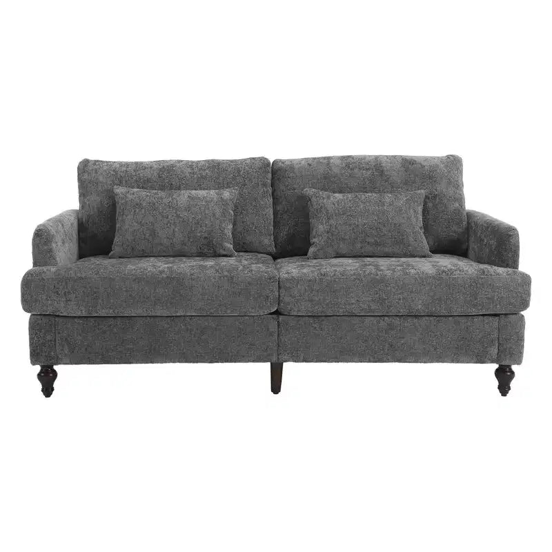 Canapé 2 places en tissu chenille style moderne milieu de siècle, canapé rembourré pour salon et chambre, pieds en bois marron