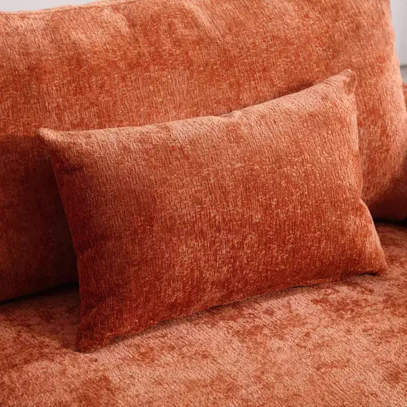 Canapé 2 places en tissu chenille style moderne milieu de siècle, canapé rembourré pour salon et chambre, pieds en bois marron