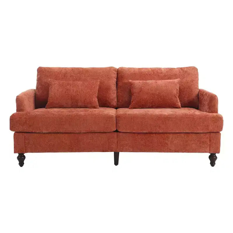 Canapé 2 places en tissu chenille style moderne milieu de siècle, canapé rembourré pour salon et chambre, pieds en bois marron