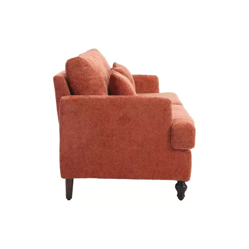 Canapé 2 places en tissu chenille style moderne milieu de siècle, canapé rembourré pour salon et chambre, pieds en bois marron