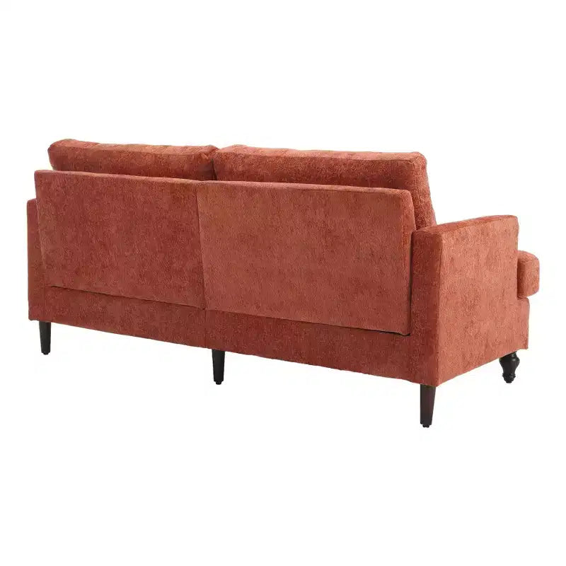 Canapé 2 places en tissu chenille style moderne milieu de siècle, canapé rembourré pour salon et chambre, pieds en bois marron