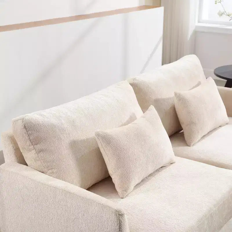 Canapé 2 places en tissu chenille style moderne milieu de siècle, canapé rembourré pour salon et chambre, pieds en bois marron