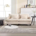 PexFix 69 Mid Century Modern Chenille Fabric Loveseat Sofa 2-Seat Upholstered Loveseat Sofa Couch for Living Room Bedroom Brown Wood Feet Sofa