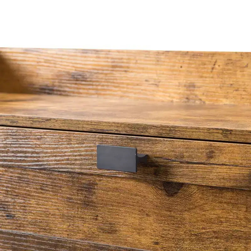 Meuble de rangement pour chaussures 4 portes marron rustique : Organiseur d'entrée de style ferme avec tiroirs basculants