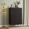 Acekool White 5 Drawer Dresser for Bedroom, Modern Storage Chest with Gold Handles, Large Drawers, Organizer Cabinet for Living Room, Hallway, Office