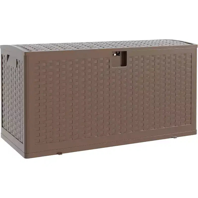 73GAL Rattan Pattern Plastic Storage Bin Brown | Garage, Basement, Attic, Large Storage