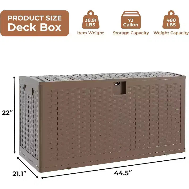 Boîte de rangement en plastique motif rotin 276 L Marron | Garage, sous-sol, grenier, grand rangement