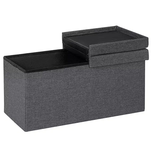 Banc de rangement pliant 30" avec couvercle relevable, bout de lit, capacité 80 L, gris clair/gris foncé