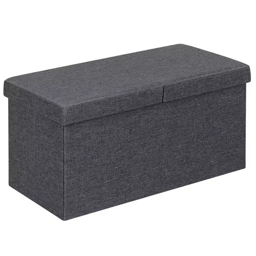 Costway 30'' Folding Storage Ottoman W/Lift Top Bed End Bench 80L Capacity Light Grey\Dark Grey