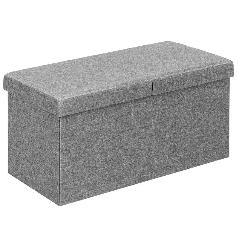 Banc de rangement pliant 30" avec couvercle relevable, bout de lit, capacité 80 L, gris clair/gris foncé