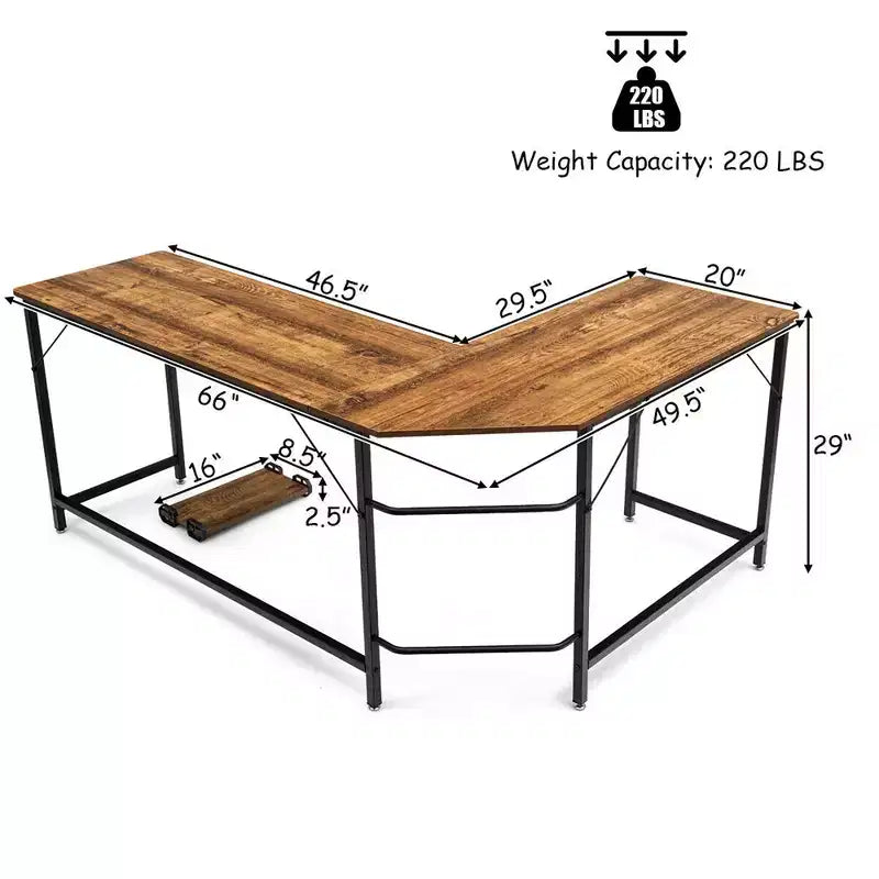Bureau d'angle en L pour ordinateur, poste de travail, table de jeu et bureau à domicile