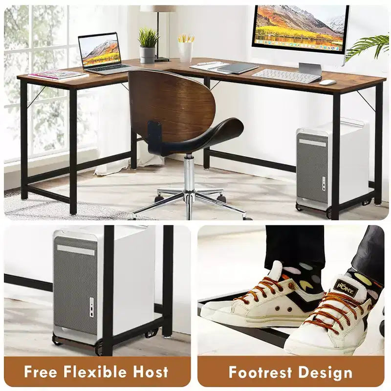 Bureau d'angle en L pour ordinateur, poste de travail, table de jeu et bureau à domicile