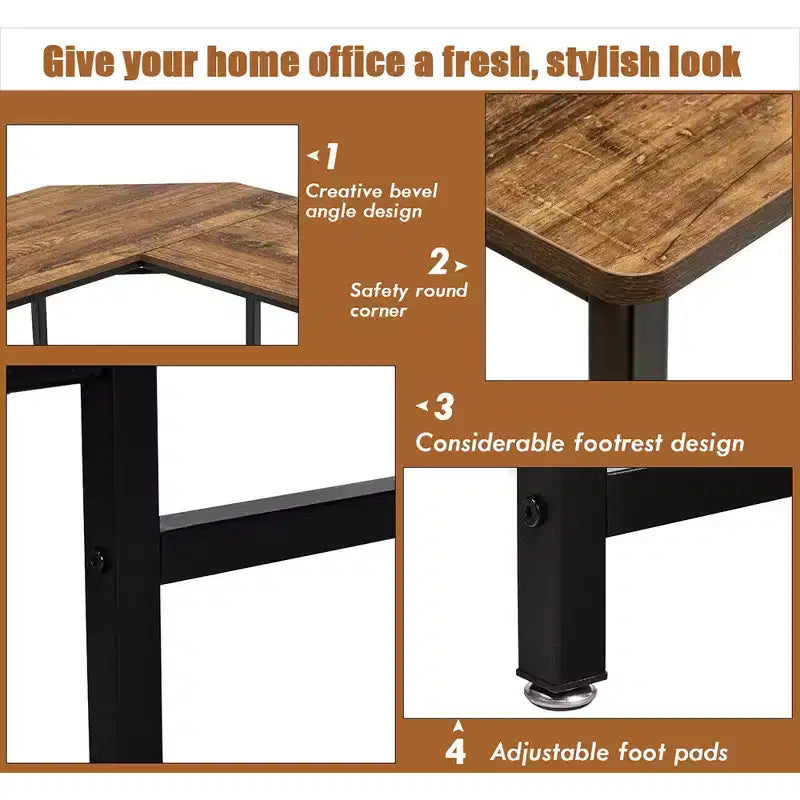 Bureau d'angle en L pour ordinateur, poste de travail, table de jeu et bureau à domicile