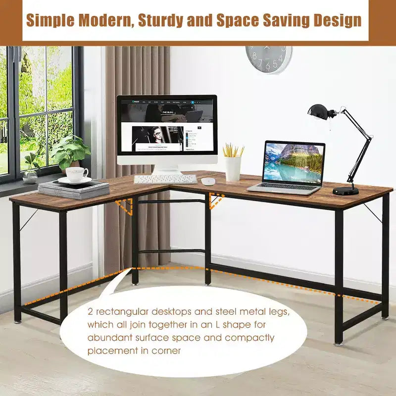 Bureau d'angle en L pour ordinateur, poste de travail, table de jeu et bureau à domicile