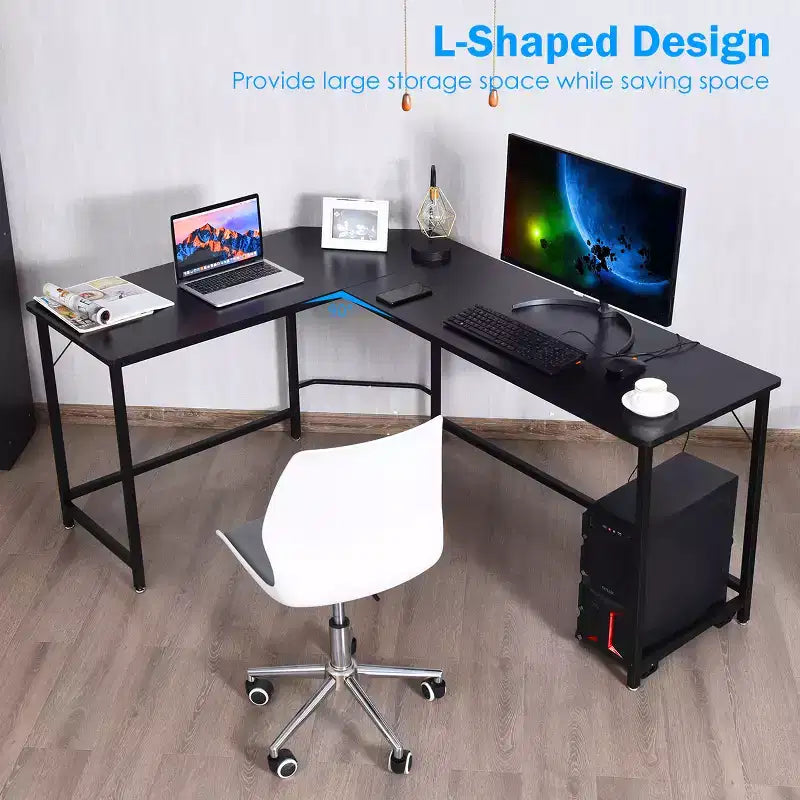 Bureau d'angle en L pour ordinateur, poste de travail, table de jeu et bureau à domicile
