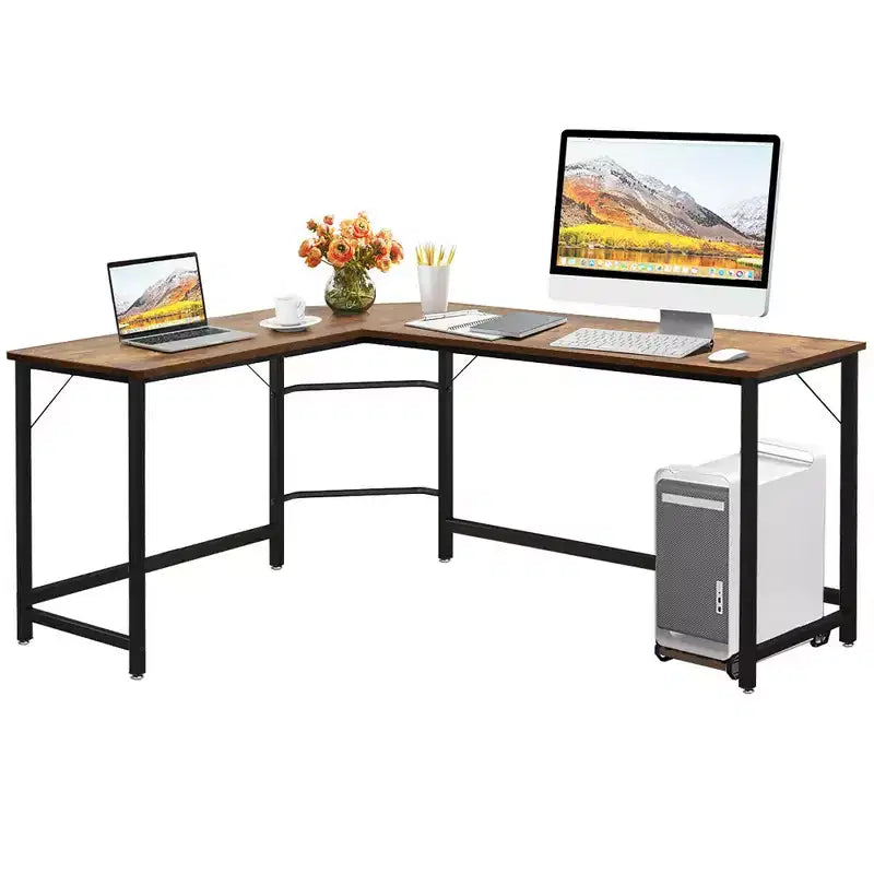 Bureau d'angle en L pour ordinateur, poste de travail, table de jeu et bureau à domicile