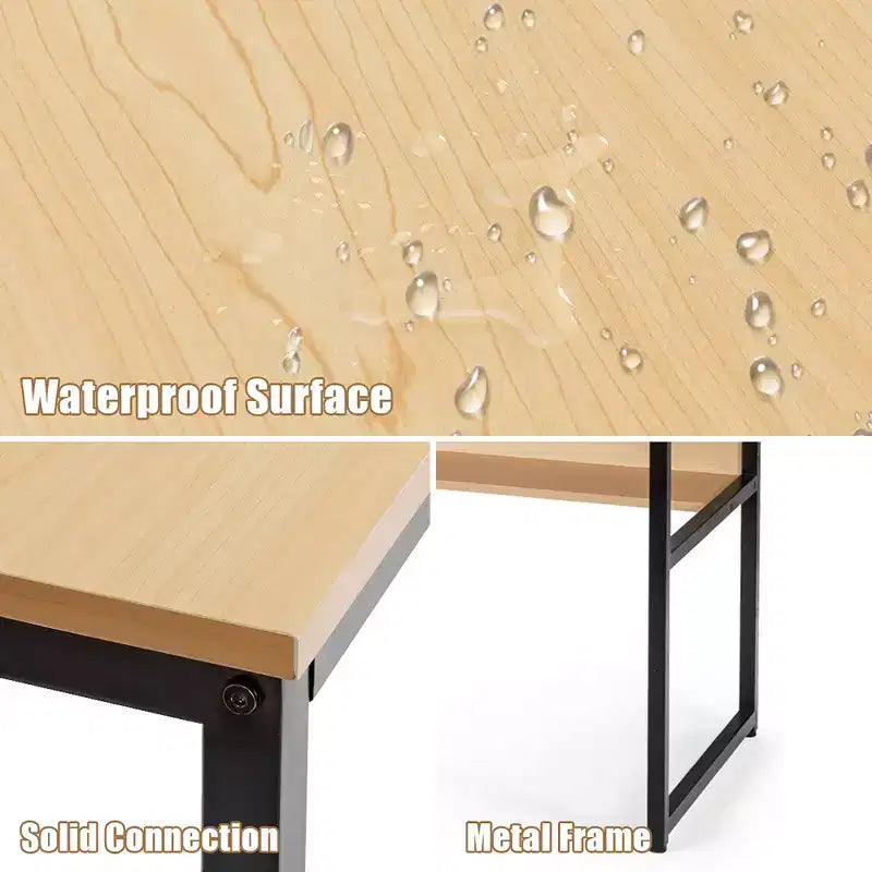 Bureau informatique industriel de 55" avec étagère de rangement et patins réglables