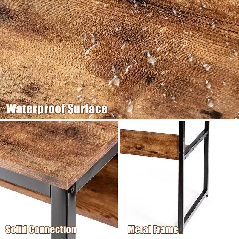 Bureau informatique industriel de 55" avec étagère de rangement et patins réglables