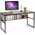 Costway 55'' Industrial Computer Desk w/ Storage Shelf Adjustable Foot Pads