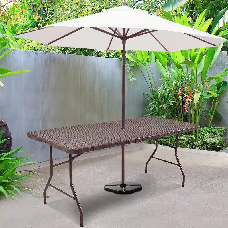Table pliante 1,80 m en rotin portable intérieur extérieur pique-nique fête repas camping