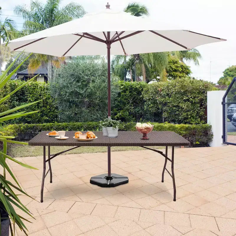 Table pliante 1,80 m en rotin portable intérieur extérieur pique-nique fête repas camping