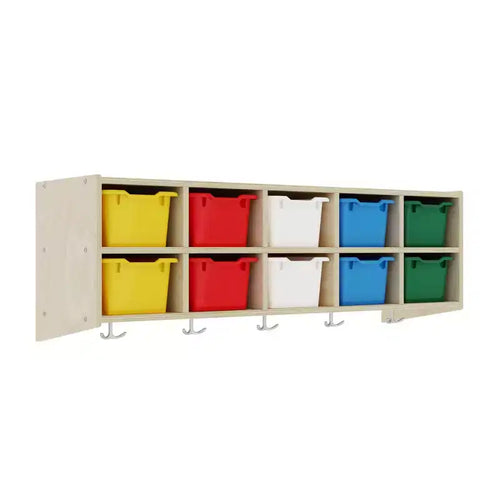 ECR4Kids Streamline 10-Section Hanging Coat Locker with 10 Scoop Front Bins, Cubby Storage
